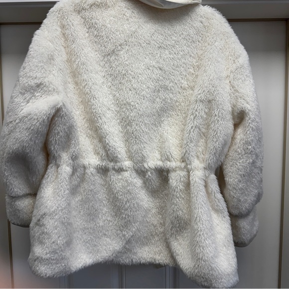 Anthropologie Maeve White Cinched Faux Fur Coat - Picture 13 of 16